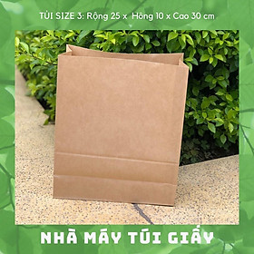 Mua 100 Chiếc Túi giấy kraft Nhật Kt: SIZE 3: 25x10x30cm KHÔNG QUAI ( ẢNH THẬT VÀ VIDEO)