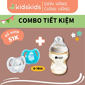 COMBO Bình Sữa PPSU Ty Siêu Mềm Tự Nhiên Tommee Tippee Natural Start 260ml & Ty Ngậm Siêu Nhẹ Tommee Tippee 6-18m