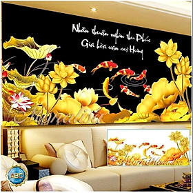 Mua Tranh đính đá 9 cá sen vàng 120*60cm – Tự đính