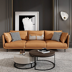 Sofa da xuất khẩu Tundo màu cam đất 200 x 85 x 85 cm