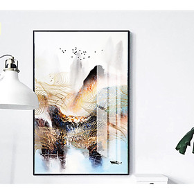Mua Tranh treo tường phòng khách  phòng ngủ -Tranh treo 1 tấm dọc M02/ Gỗ MDF cao cấp phủ kim sa/ Chống ẩm mốc  mối mọt/Bo viền góc tròn