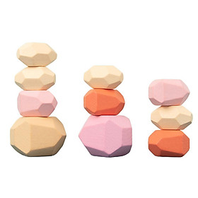 Wooden Building Blocks Stacking Construction  Kids Toys 10pcs Colored