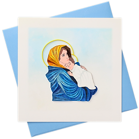 Thiệp Giấy Xoắn Nghệ Thuật - Đức Mẹ & Chúa Hài Đồng - Mary & Baby Jesus - Religion - 15 x 15 - VN2XM1150TCNN