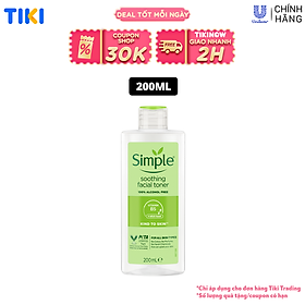 Nước hoa hồng Simple Toner làm dịu và cân bằng độ ẩm cho da - lành tính không chứa cồn 200ml [Chính hãng độc quyền]