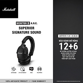 Mua  Hàng chính hãng  Tai nghe Bluetooth Marshall Monitor II ANC - 30 hours battery life (Đen)