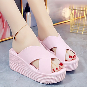 Dép đế xuồng mủ độn đế quai chéo