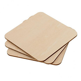 3xSquare MDF Unfinished Wood Pieces Blank Plaque DIY Craft 100x100mm 3 Pieces