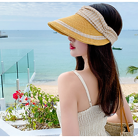 Mũ đi biển chống nắng mới, nón nửa đầu rộng vành nữ