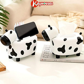 Mua Hộp Đựng Giấy Ăn Đa Năng Có Khay Đựng Bút Và Điện Thoại 4 In 1 - Lọ Đựng Tăm Hình Bò Sữa Để Bàn Ăn