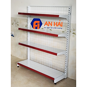 Mua KỆ ĐƠN siêu thị trưng bày cao 1m5 độc lập LƯNG LƯỚI có 4 mâm tầng loại dày   chịu lực tốt