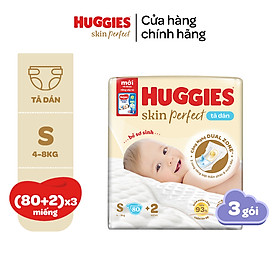 [Tặng thêm miếng] Thùng 3 gói Tã dán sơ sinh Huggies Tràm Trà NB70/S54/S80