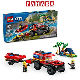 Đồ Chơi Lắp Ráp Xe Và Tàu Cứu Hỏa Chuyên Dụng - 4x4 Fire Truck With Rescue Boat - Lego City 60412 (301 Mảnh Ghép)