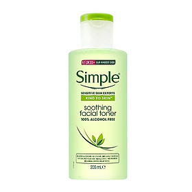 Nước Hoa Hồng Không Cồn Dành Cho Da Nhạy Cảm Simple Kind To Skin Soothing Facial Toner 200ml