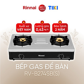 Bếp gas dương Rinnai RV-B274SB(S) mặt bếp inox và kiềng bếp men - Hàng chính hãng.