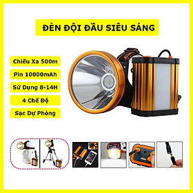 Mua Đèn pin đội đầu siêu sáng chiếu xa 500m bình rời  pin trâu 10000mAh có cổng USB kiêm sạc dự phòng  đèn COB phụ đa năng DT-H28