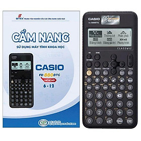 Combo máy tính casio fx-880btg - màu đen + cẩm nang sử dụng máy tính khoa học casio fx-880btg thế hệ mới lớp 6-12
