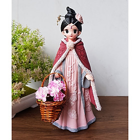 Mua Tượng thiếu nữ cổ trang mặc áo choàng cầm giỏ hoa size 25cm TIM-BBD008A