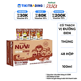 Thùng Sữa Tươi có Thạch vị đường đen NuVi 100ml (48 Hộp x 100ml) - Phát Triển Chiều Cao, Tăng Cường Trí Nhớ