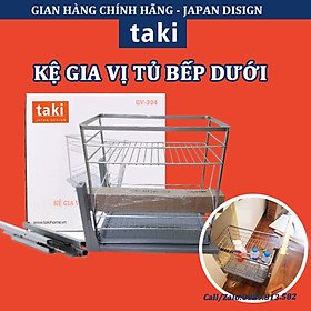 Kệ Đựng Gia Vị INOX Không Gỉ 304 TAKI - Ray Âm Giảm Chấn - Bảo Hành Vĩnh Viễn - Có Thợ Lắp