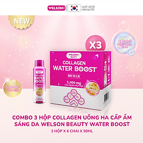 Combo 3 hộp Collagen uống HA cấp ẩm sáng da Welson Beauty Water Boost 3