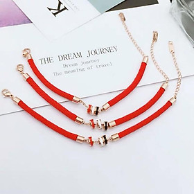 Vòng tay titan dây đỏ 3 khoen màu