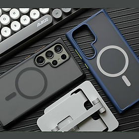 Ốp lưng nhám sạc từ tính cho Samsung Galaxy S23 Ultra hiệu Likgus PC Ultra-thin Frosted Magnetic Case - mặt lưng nhám mờ chống bám bẩn, gờ bảo vệ Camera 0.5mm  - Hàng nhập khẩu
