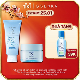 Bộ sữa rửa mặt dạng gel dịu nhẹ và Kem Dưỡng Cấp Ẩm Chuyên Sâu Senka (Senka Perfect Gel Gentle Wash và Senka Deep Moist Gel Cream 50G)