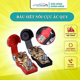 Đầu nối siết cực bình ắc quy ô tô, 1 bộ gồm 2 cực đỏ và đen