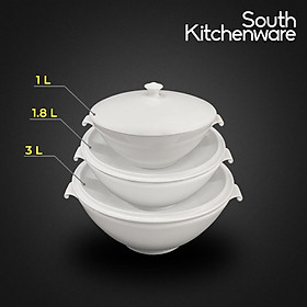 Thố + nắp sứ tráng men cao cấp Daisy Trắng Minh Long thể tích 1L, 1.8L, 3L