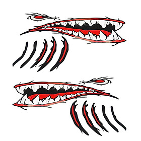 2 Pieces Shark Teeth Mouth Gill Stickers Decals Kayak Boat Fishing Graphics