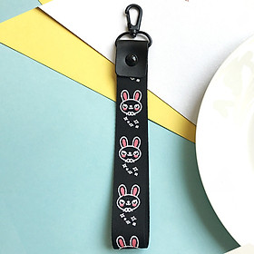 Móc khóa dây Strap dây vải DAY-DT-dây hình thỏ màu đen