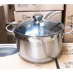 Mua Nồi Luộc Gà Inox 430 Bếp Từ 3 Đáy Fivestar Nắp Kính (30 cm)