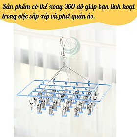 Mua Móc phơi quần áo inox 360 độ Giàn phơi đồ đa năng inox cao cấp Móc treo đồ nhỏ có kẹp inox tiện lợi Giá treo phơi tất  đồ lót  khăn tay bằng inox Móc phơi 20-28 kẹp inox xoay tròn/ chữ nhật Móc phơi inox tiết kiệm không gian