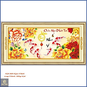 Mua Tranh thêu chữ thập cá Cửu Ngư Phát Tài 3D AL53573 |105x50cm|
