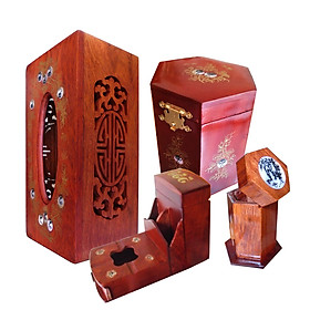 Mua Bộ 4 món tiện ích bằng gỗ hương đỏ  Hộp Trà nhỏ gạt tàn hộp tăm hộp giấy COM4M02