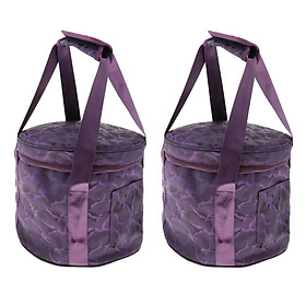 2pcs Carrying Case Padded Travelling Bag Oxford Cloth Cotton Purple for Crystal Singing Bowl Parts - 8inch