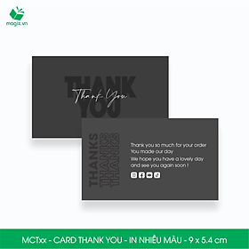 MCT - 9x5.4 cm - 50 Card Thank you, Thiệp cảm ơn khách hàng, card cám ơn cứng cáp sang trọng