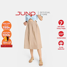 Chân Váy Midi Nữ Thời Trang JUNO Chữ A Xoè Xếp Li JNVLU014