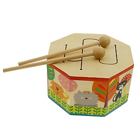 Wooden Drum Hand Percussion Instrument Toy for Kids Early Music Learning