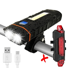 COMBO Đèn Xe Đạp HJ048 Kiêm Sạc Dự Phòng | Pin 4000 mAh Led Siêu Sáng Và Đèn Hậu Sạc USB BS216