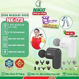 Súng Massage Cầm Tay Mini Nikio NK-173 - 6 Đầu Chuyên Dụng + 1 Đầu Nhiệt Nóng - Mát Xa Hỗ Trợ Giảm Đau Nhức Và Giãn Cơ Toàn Thân - Phù Hợp Mọi Đối Tượng, Siêu Nhỏ Gọn