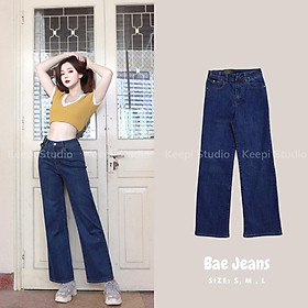 Quần Jean Nữ Lưng Cao Quần Ống Rộng Hàn Quốc Co Giãn Quần Jeans Ống Suông