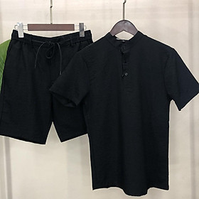 Bộ đồ nam chất đũi, quần short áo cổ Tàu thanh lịch, phù hợp đi biển, du lịch,...