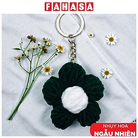 Móc Khoá Len Hoa Đậu - Màu Đen (Nhụy Hoa Màu Ngẫu Nhiên)