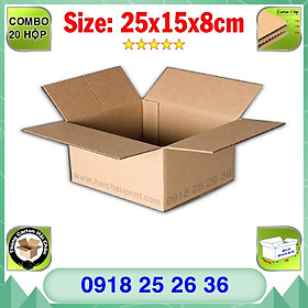  20 Hộp Carton, KT: 25x15x8cm, Hộp carton, Thùng carton, Hộp đóng hàng, Thùng đóng hàng, Hộp carton 3 lớp...