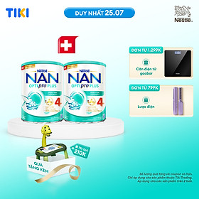 Bộ 2 lon Sữa bột Nestlé NAN OPTIPRO PLUS 4 800g/lon với 5HMO giúp tiêu hóa tốt + Tăng cường đề kháng (Bé 2-6 tuổi) - Tặng Đồ chơi kèm đèn chiếu hoạt hình