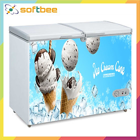 Tranh dán tủ lạnh ngang in hình cây kem, kích thước 0.9m x 1.5m / miếng, chất liệu decal chống nước