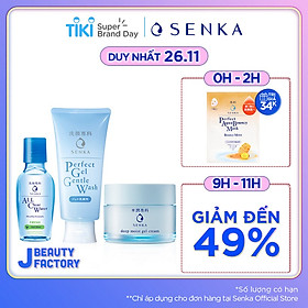 Combo Senka Chăm Sóc Da Khô (Sữa rửa mặt dạng gel dịu nhẹ 100g và Kem Dưỡng Cấp Ẩm Chuyên Sâu Senka 50g)