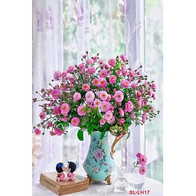 TRANH DÁN TƯỜNG 3D LỌ HOA ĐẸP LH17- TRANH HOA HỒNG TRẮNG ĐẸP - YAN SHOP
