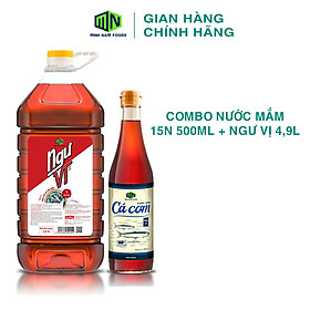 COMBO Nước Mắm Phú Quốc Cá Cơm Tròn Vị 500ML + Ngư Vị 4900ML - Minh Nam Foods